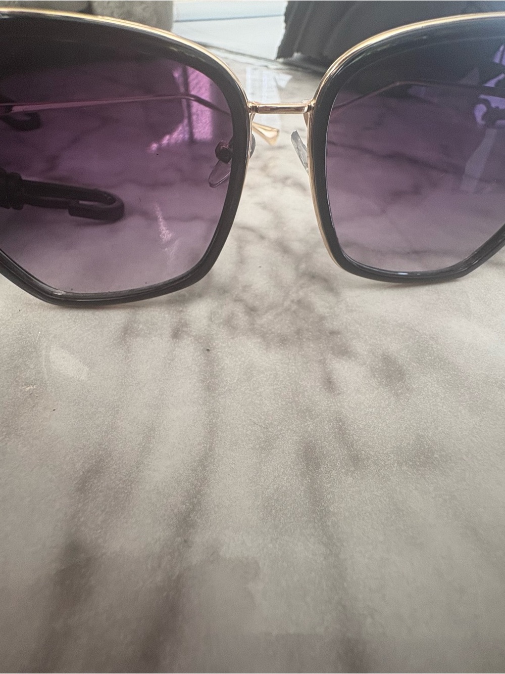 Women's Sunglasses with Purple Gradient Lenses and Gold Frame